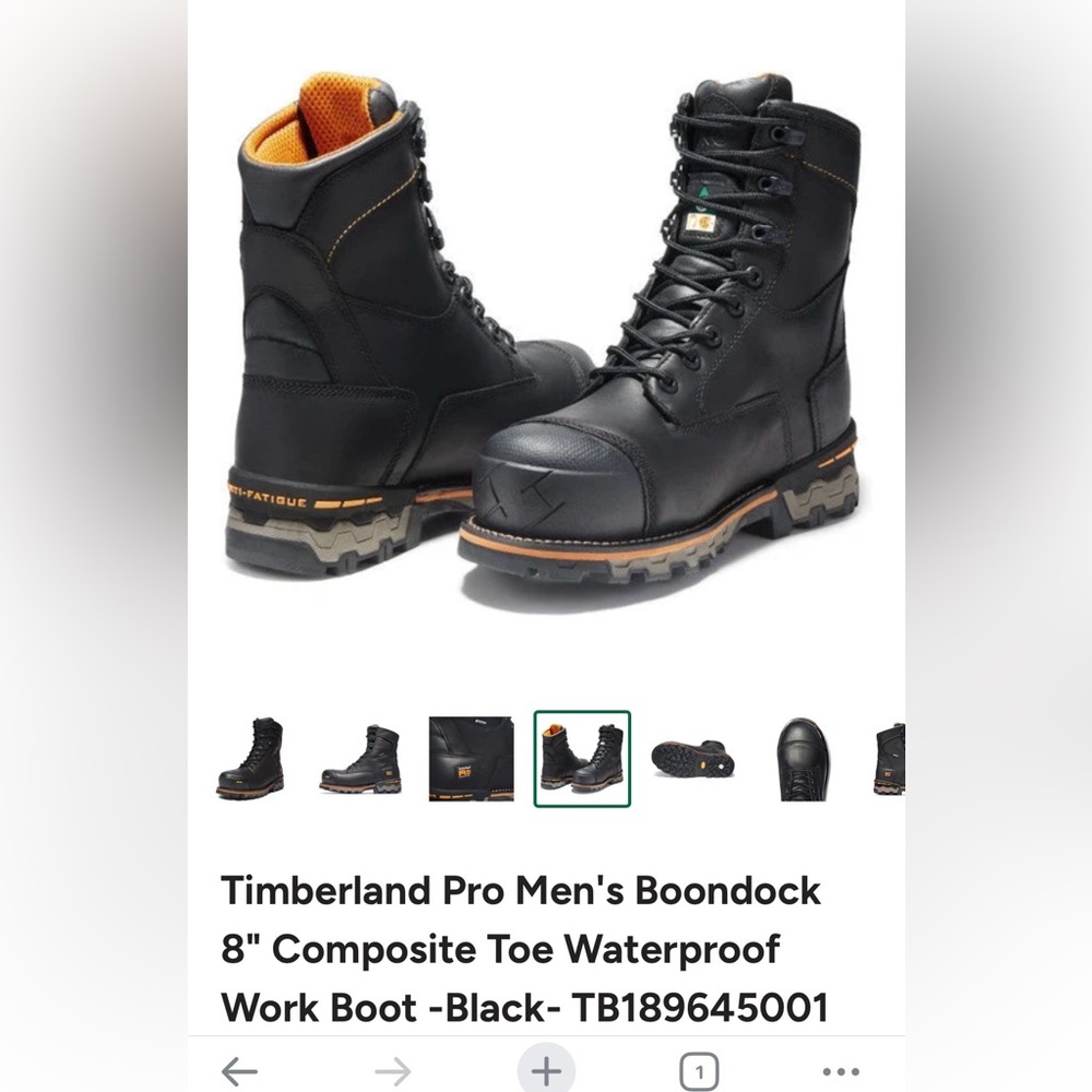 NEW! $200 Timberland Pro Men's Boondock 8" Composite Toe Waterproof Work Boot 8 - Picture 15 of 15